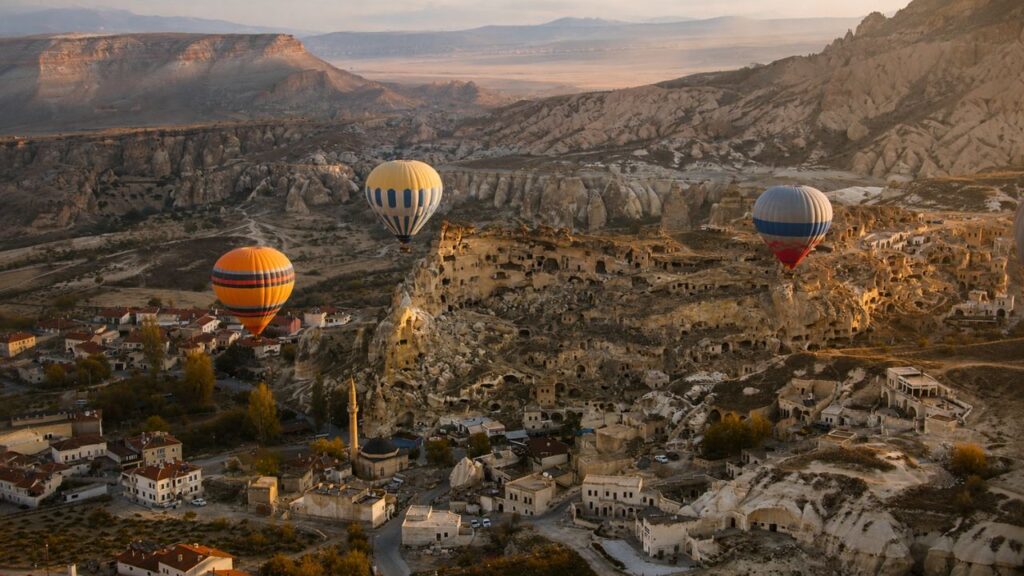View of Çavuşin from Hot Air Balloon