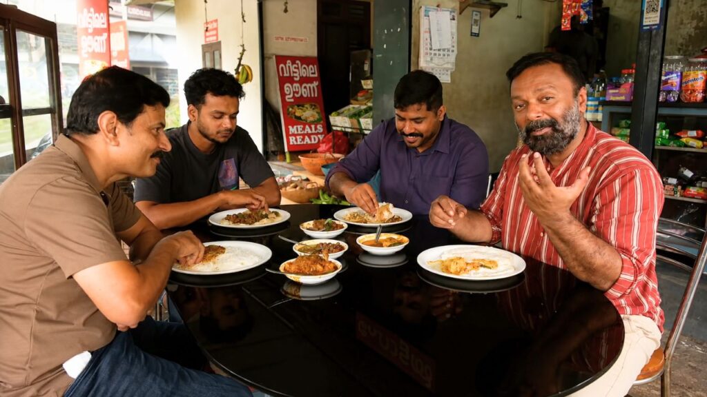 trying breakfast at Sree Narayana Restaurant Kadathy