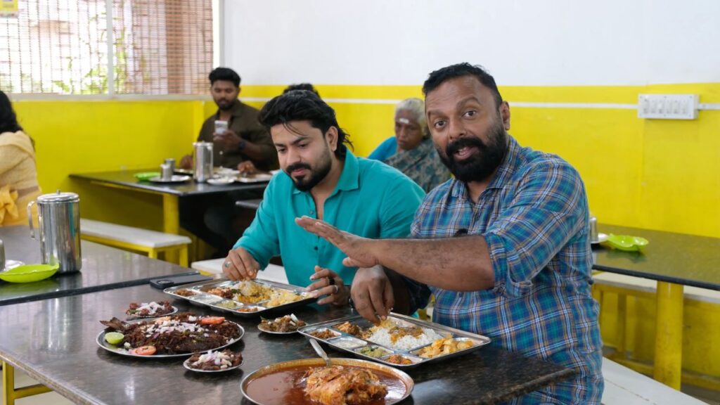 We enjoying lunch at Aravala Restaurant Alappuzha